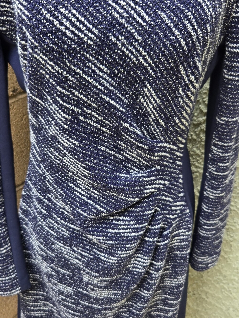 Lauren Ralph Lauren Navy & White Textured Knit Long-Sleeve Sheath Dress - Picture 3 of 9